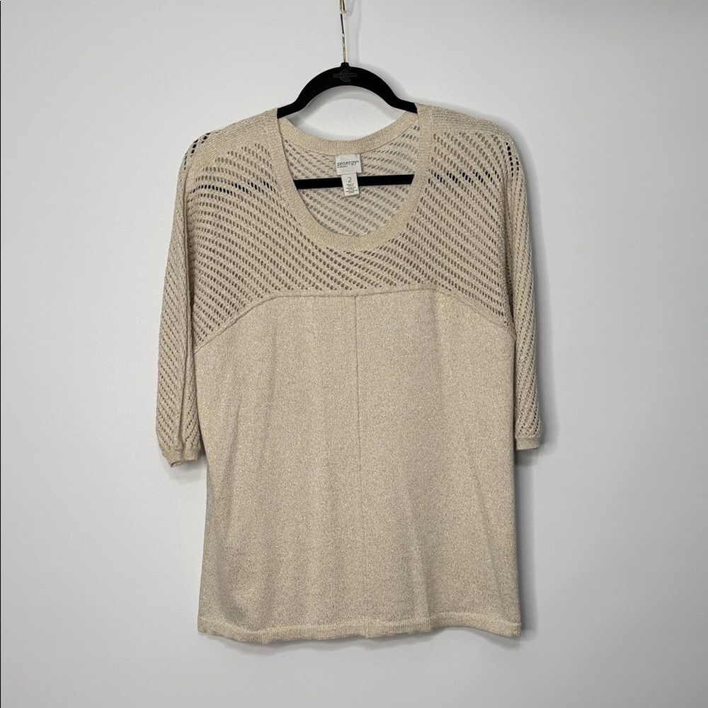 Chico's Zenergy Beige Knit Top Size Large